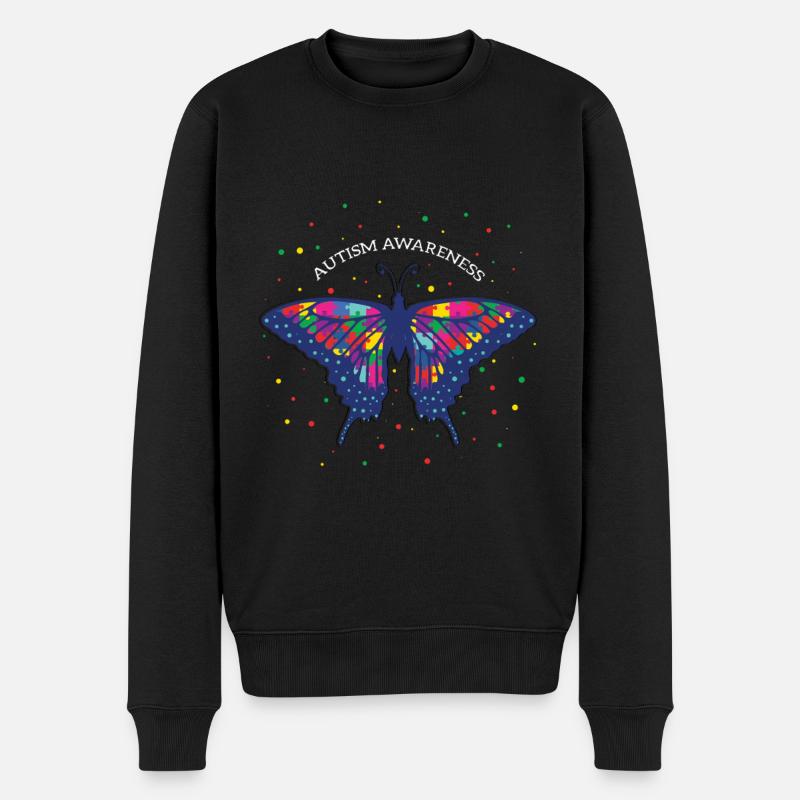 Autismus Schmetterling Buntes Bewusstsein - Männer Premium Bio Pullover - Schwarz