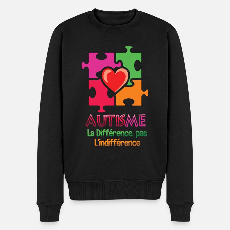 Autismus Herz Puzzle La Différence - Männer Premium Bio Pullover - Schwarz