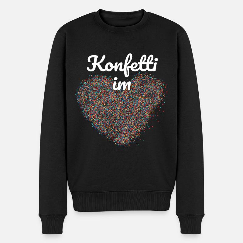 Konfetti im Herz - Männer Premium Bio Pullover - Schwarz