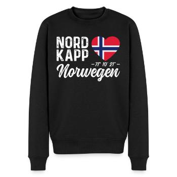 Norwegen Norway Koordinaten Norwegenflagge Nordkap - Männer Premium Bio Pullover - Schwarz - Vorne - Nico (187cm)