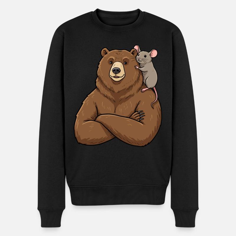 Bär und Maus - Männer Premium Bio Pullover - Schwarz