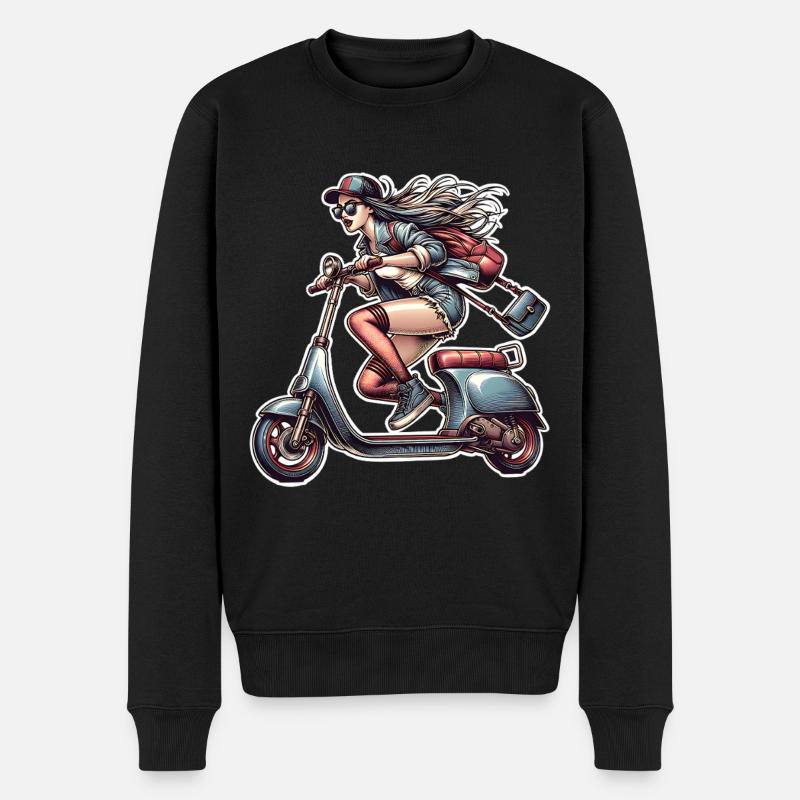 Motorroller Mofa Moped Roller - Männer Premium Bio Pullover - Schwarz
