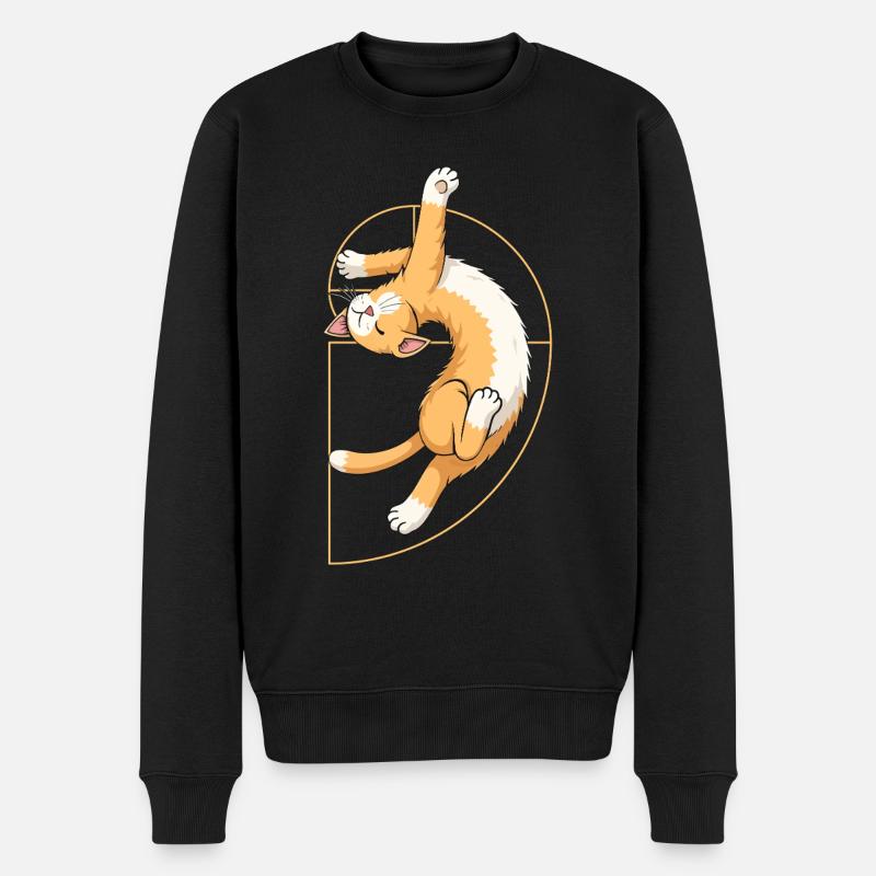 Fibonacci Spiral Cat - Männer Premium Bio Pullover - Schwarz