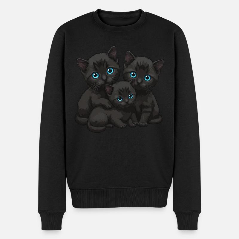Yeux bleus Trois chats - Pull Premium bio Homme - noir