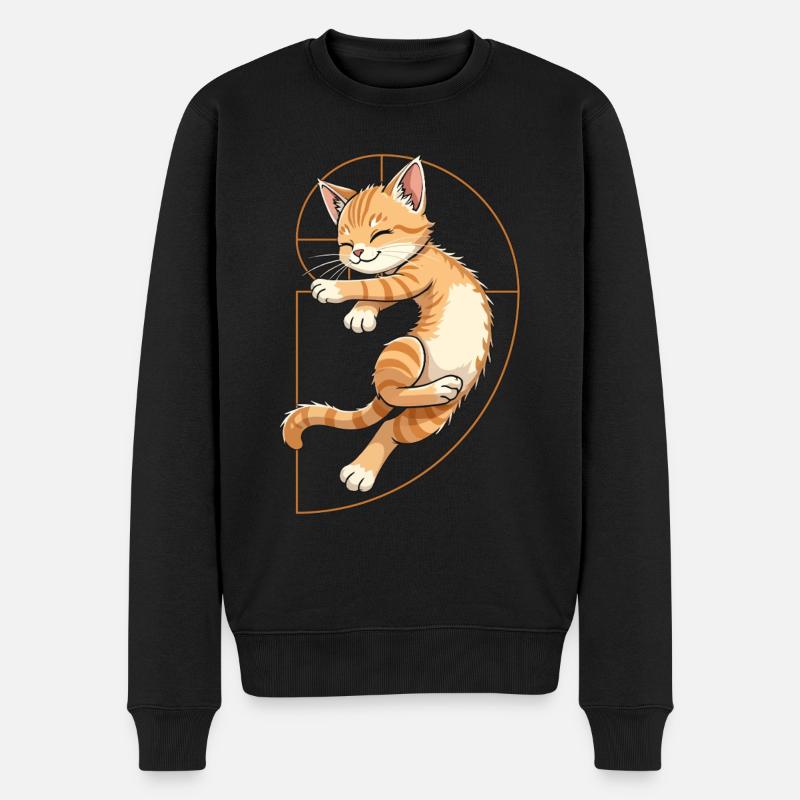 Fibonacci Katze - Männer Premium Bio Pullover - Schwarz