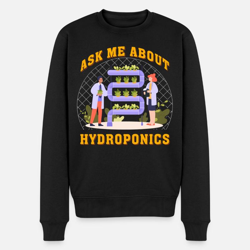 Fragen Sie mich nach Hydrokultur - Männer Premium Bio Pullover - Schwarz