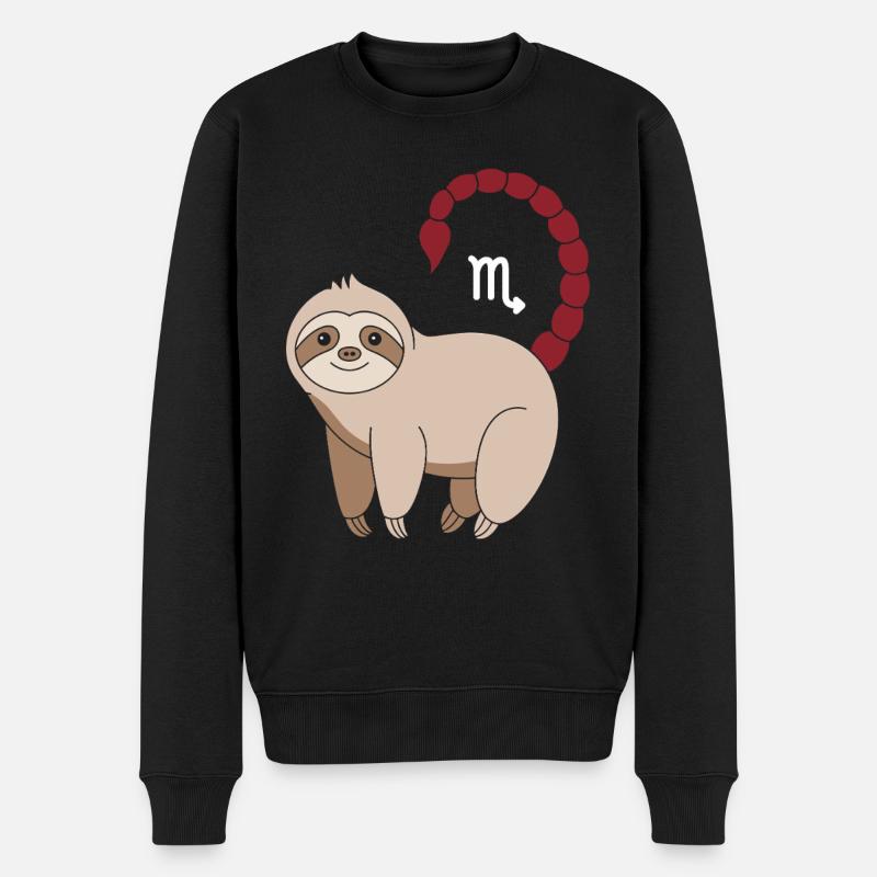 Skorpion Sternzeichen Faultier mit Symbol - Männer Premium Bio Pullover - Schwarz