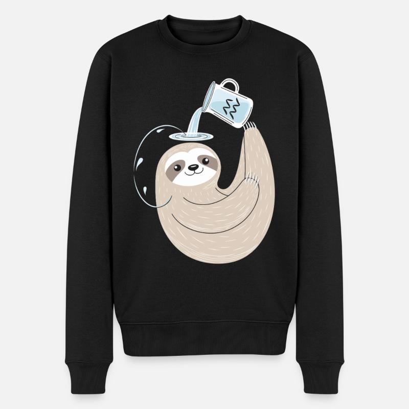 Wassermann Faultier: Dein Entspannter Sternzeichen - Männer Premium Bio Pullover - Schwarz