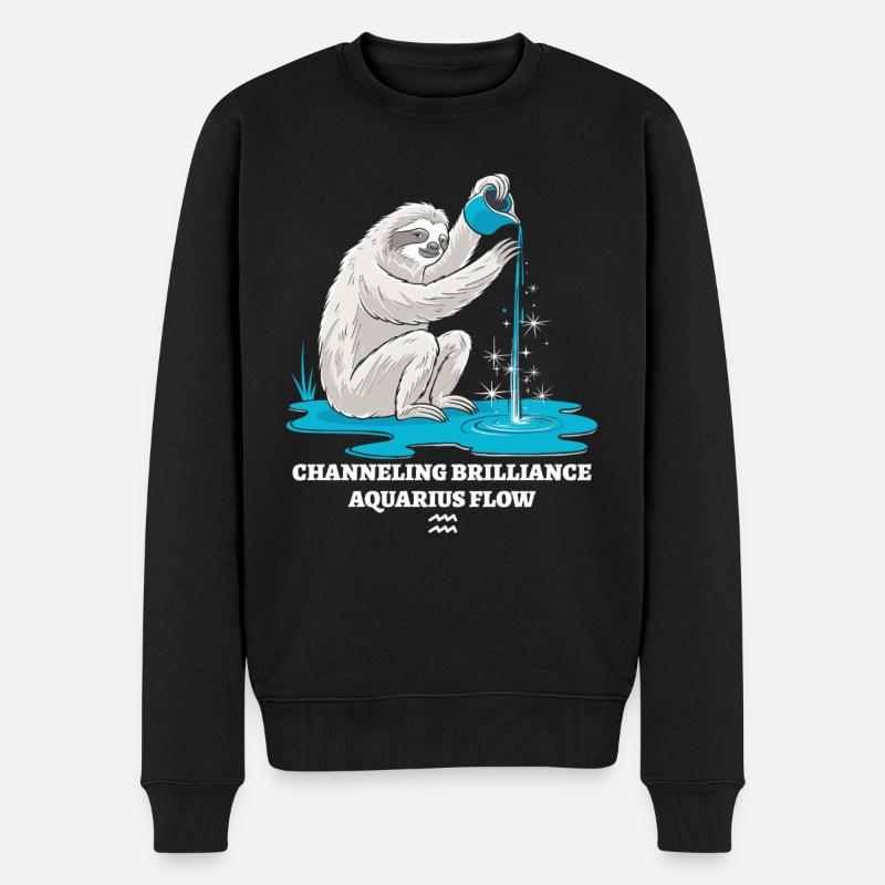 Wassermann Sternzeichen Faultier Channeling - Männer Premium Bio Pullover - Schwarz