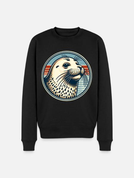 Seehund Robbe - Männer Premium Bio Pullover - Schwarz