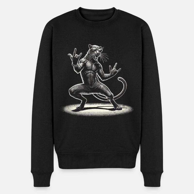 Rock-Panther – Metal und Power - Männer Premium Bio Pullover - Schwarz
