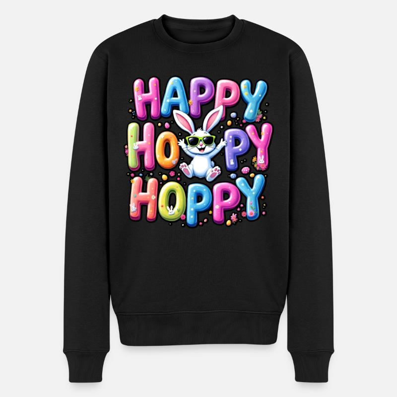 Happy Hoppy Hoppy - Männer Premium Bio Pullover - Schwarz