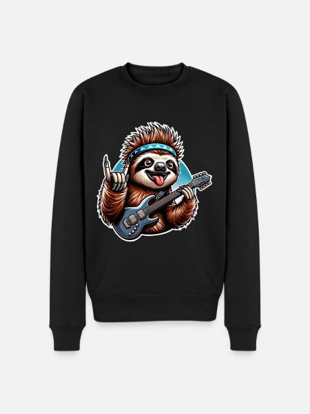Sloth Rock and Roll Guitarist - Men's Premium Organic Jumper - black