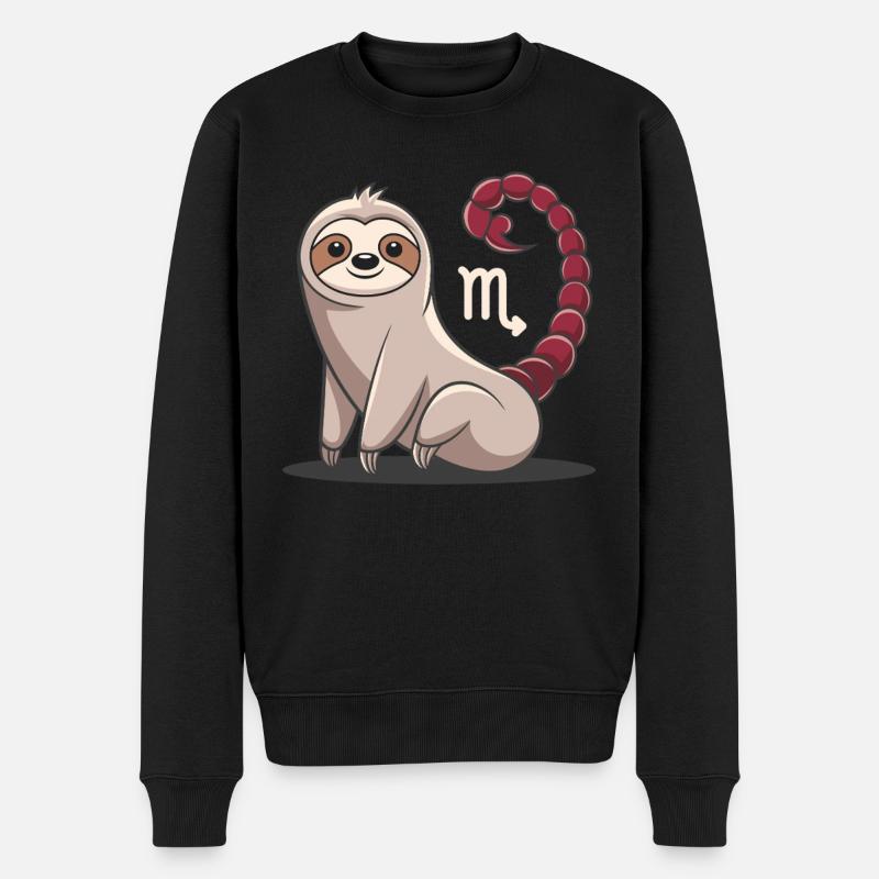 Skorpion Sternzeichen Faultier Illustration Mit - Männer Premium Bio Pullover - Schwarz