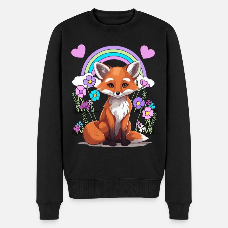 Fuchs - Männer Premium Bio Pullover - Schwarz