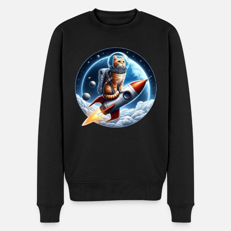 Chat astronaute - Pull Premium bio Homme - noir