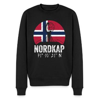 Norwegen Norway Norge Koordinaten Nordkap - Männer Premium Bio Pullover - Schwarz - Vorne - Nico (187cm)