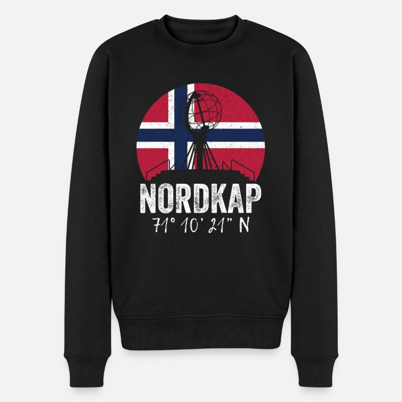 Norwegen Norway Norge Koordinaten Nordkap - Männer Premium Bio Pullover - Schwarz