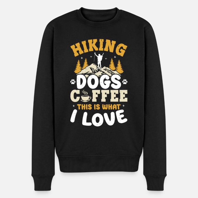 Hiking Dogs Coffee This Is What I Love - Mountain - Männer Premium Bio Pullover - Schwarz