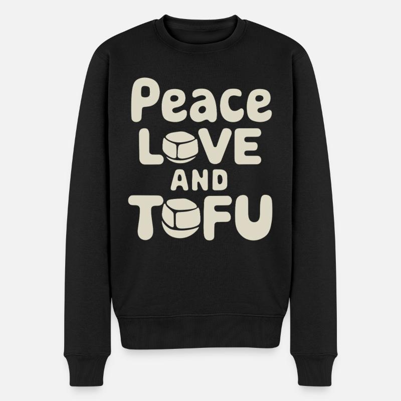 Frieden Liebe Und Tofu Vegan Vegetarisch - Männer Premium Bio Pullover - Schwarz