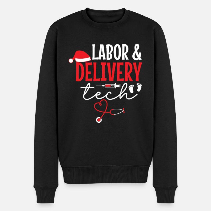 L&D Tech Weihnachtsmann Weihnachtsmütze - Männer Premium Bio Pullover - Schwarz