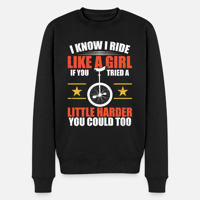 Ich Weiß, Ich Fahre Wie Ein Mädchen, Wenn Du Es - Männer Premium Bio Pullover - Schwarz