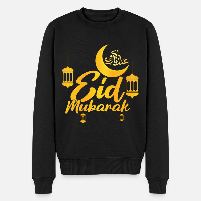Eid Mubarak Feierlich mit Laternen - Männer Premium Bio Pullover - Schwarz
