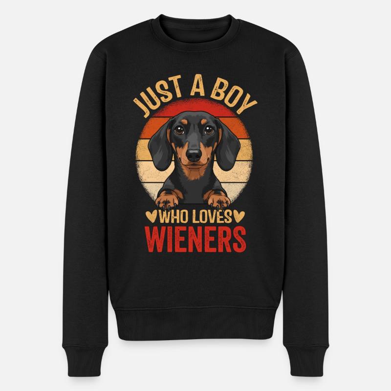 Just a Boy Who Loves Wieners - Männer Premium Bio Pullover - Schwarz