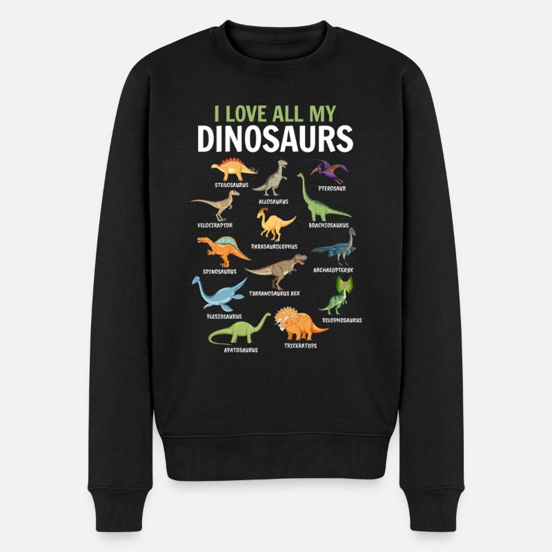 T-Rex Dinosaur Lover - I love all my dinosaurs - Männer Premium Bio Pullover - Schwarz