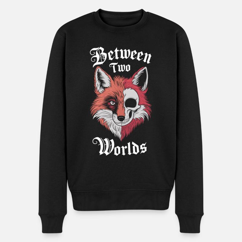 Entre deux mondes Fox Skull Art - Pull Premium bio Homme - noir