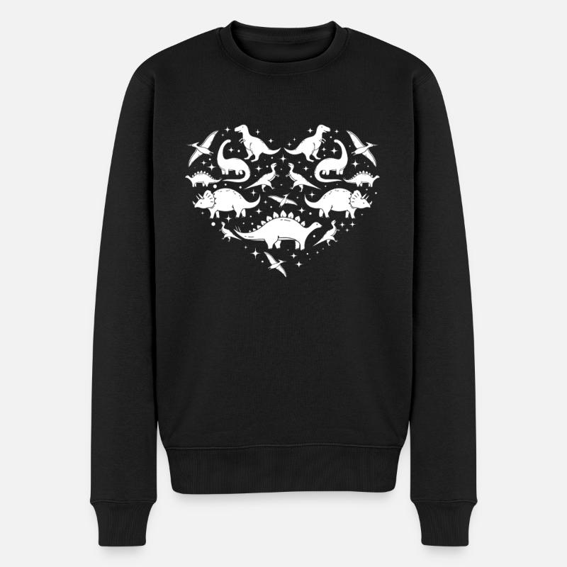 Dinosaur Heart Dino Heart Dinosaur - Männer Premium Bio Pullover - Schwarz
