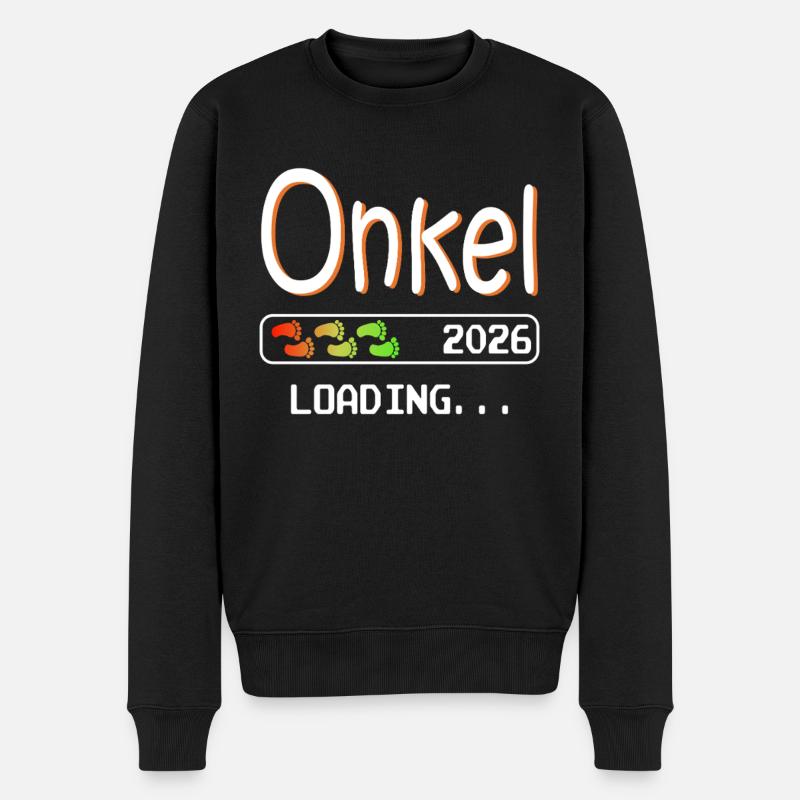 Werdender Onkel 2026 loading ich werde Onkel - Männer Premium Bio Pullover - Schwarz