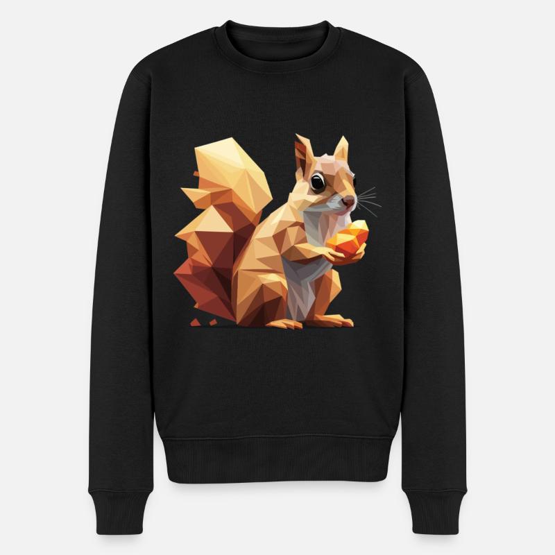Low-Poly Eichhörnchen - Männer Premium Bio Pullover - Schwarz