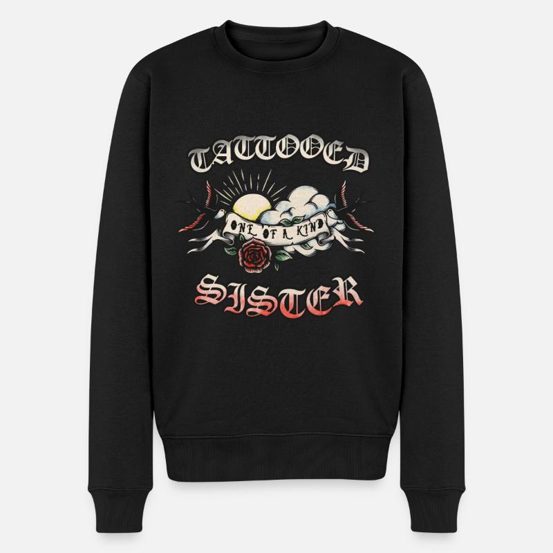 Tätowierte Einzigartige Schwester Tattoo Frauen - Männer Premium Bio Pullover - Schwarz