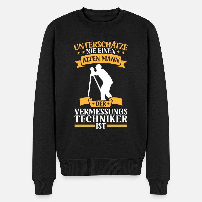 Vermessungstechniker alter Mann Landvermesser - Männer Premium Bio Pullover - Schwarz