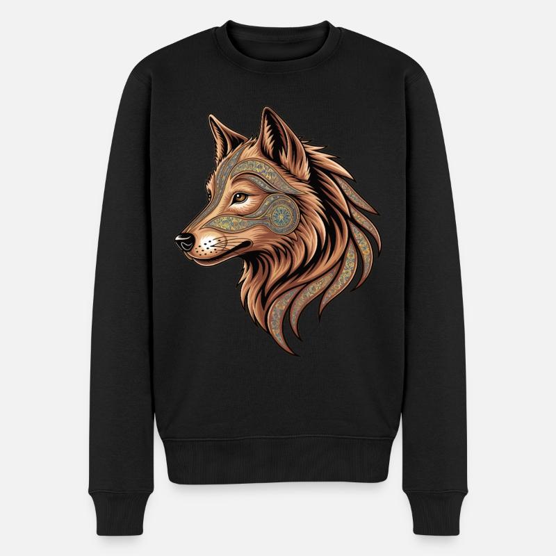 Tête de loup mystique - Pull Premium bio Homme - noir