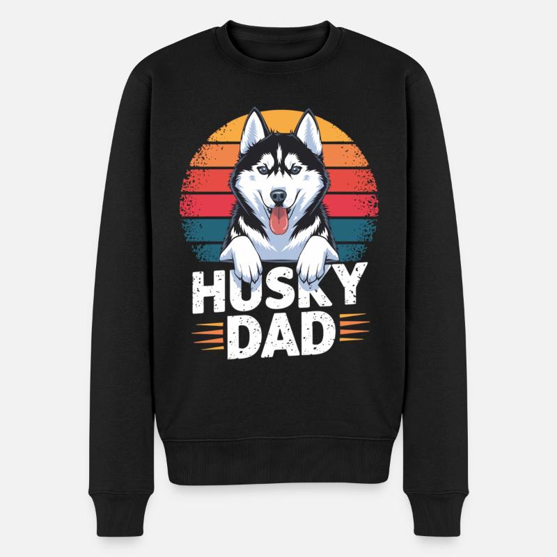 Husky Dad – Cadeau pour les amateurs de husky - Pull Premium bio Homme - noir