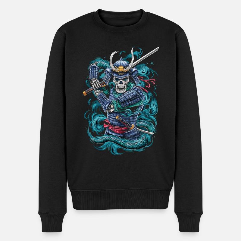 Geisterhafter Samurai-Krieger - Männer Premium Bio Pullover - Schwarz