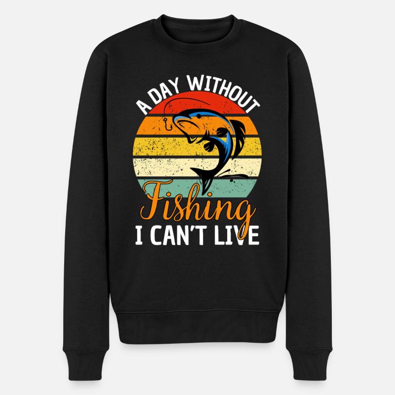 Angler Spruch Angeln Anglermotiv - Männer Premium Bio Pullover - Schwarz