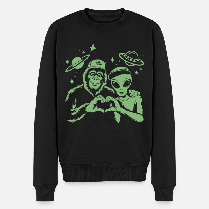 Bigfoot & Alien – Space Love - Männer Premium Bio Pullover - Schwarz