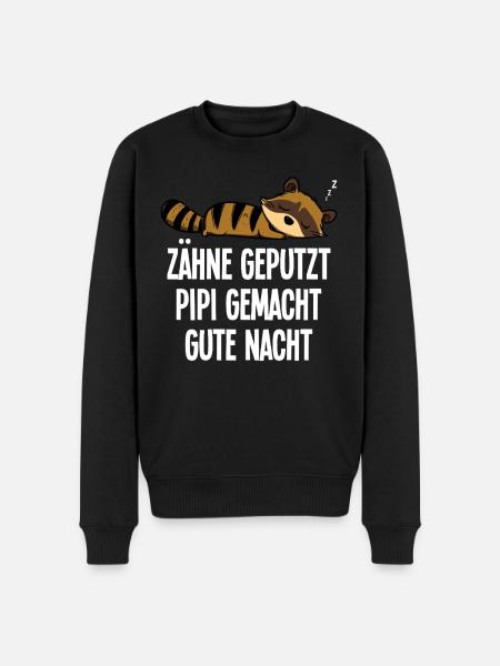 Vaskebjørn tænder børstet godnat sjovt motiv - Økologisk premium-sweatshirt til mænd - sort