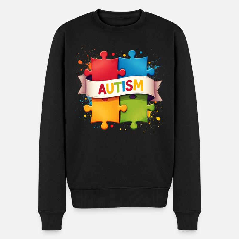 Autismus-Puzzle - Männer Premium Bio Pullover - Schwarz