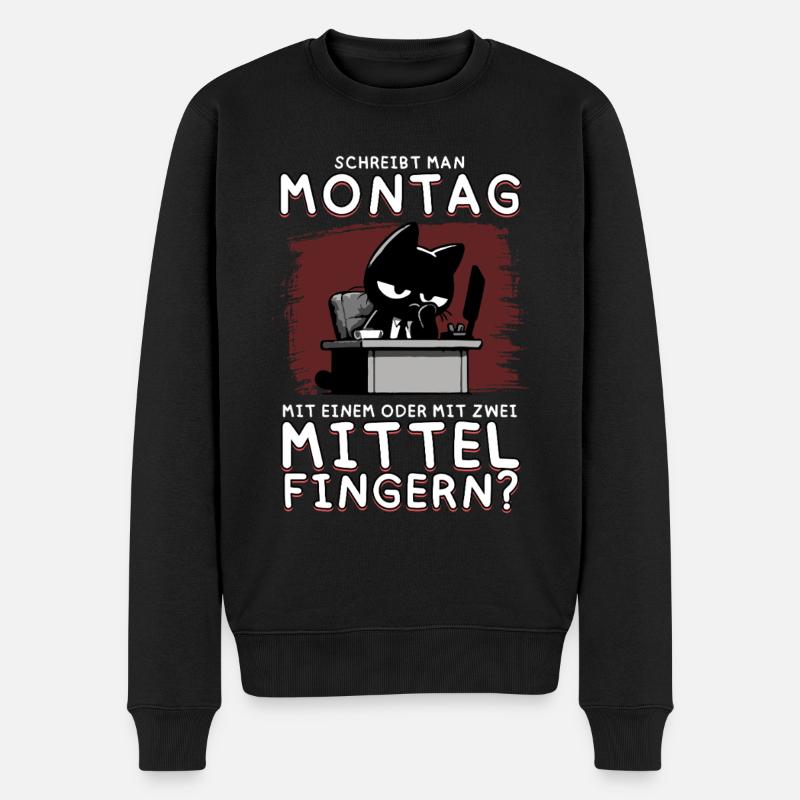 Genervte Bürokatze – Chef des inneren Kündigens - Männer Premium Bio Pullover - Schwarz
