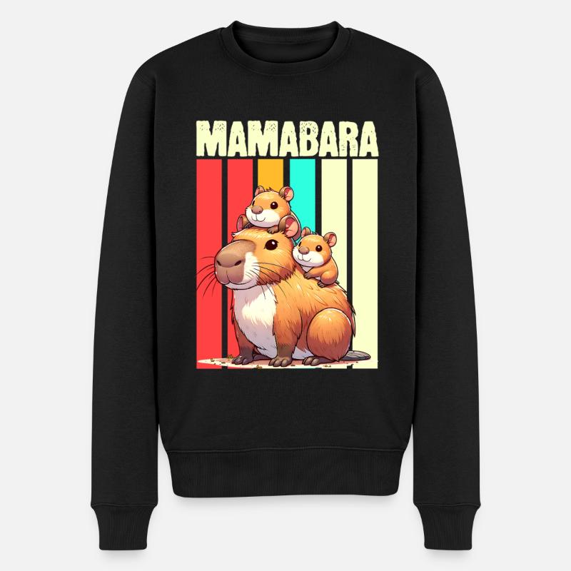 Mamabara Mutter Capybara - Männer Premium Bio Pullover - Schwarz