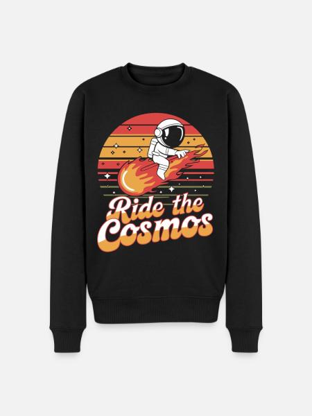 Astronaut reitet durch den Kosmos - Männer Premium Bio Pullover - Schwarz