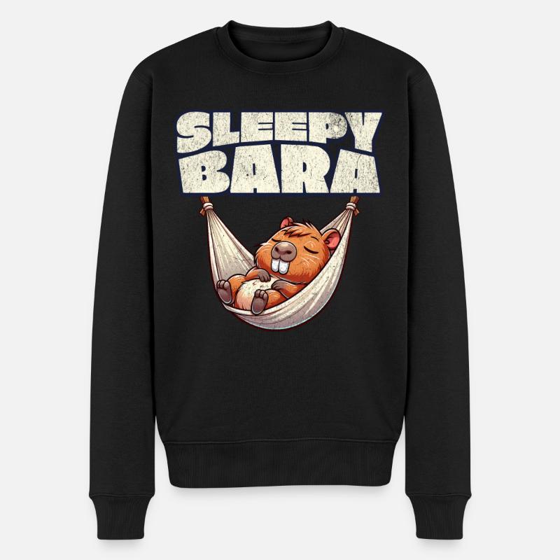 Capybara Sleepybara - Männer Premium Bio Pullover - Schwarz