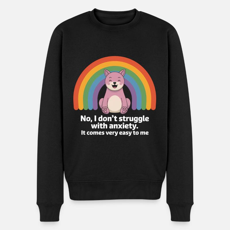 Lustiger Spruch über Angst - Männer Premium Bio Pullover - Schwarz