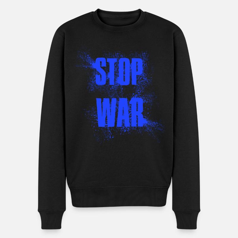 STOP WAR – NO WAR - PEACE - Men's Premium Organic Jumper - black