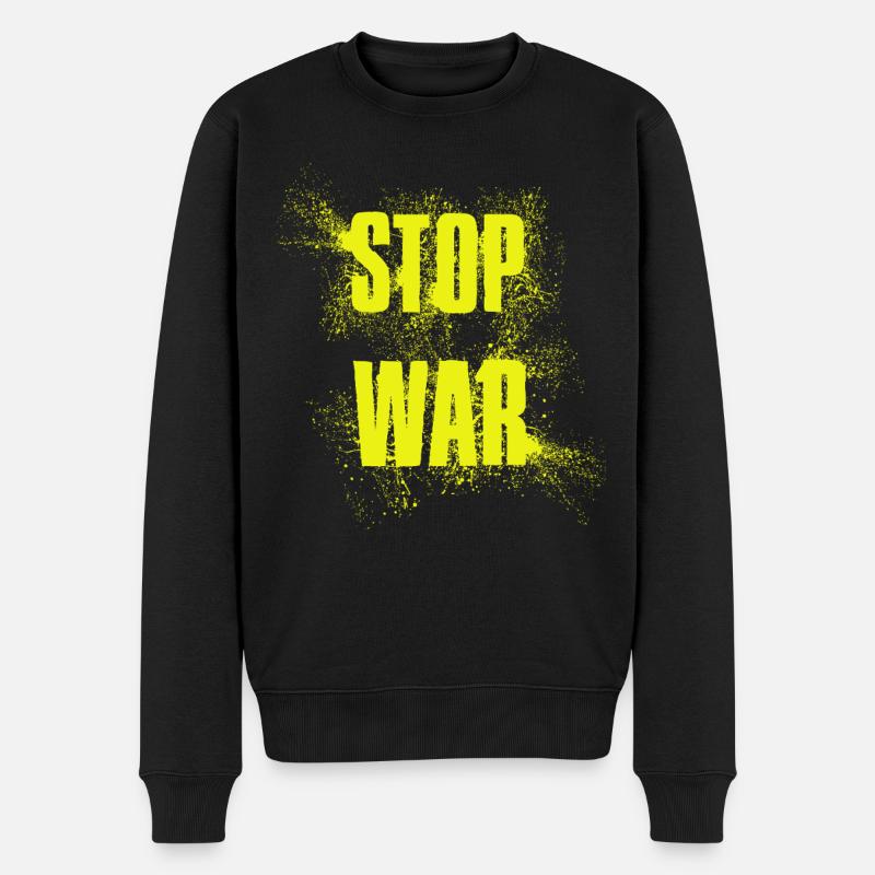 STOP WAR – NO WAR - PEACE - Männer Premium Bio Pullover - Schwarz