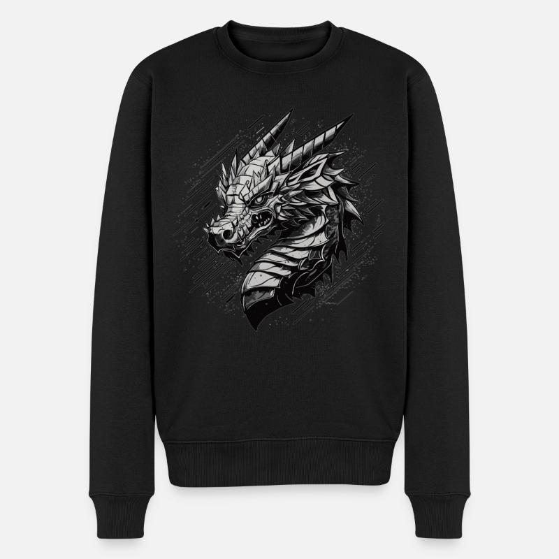 Metallischer Drache - Männer Premium Bio Pullover - Schwarz